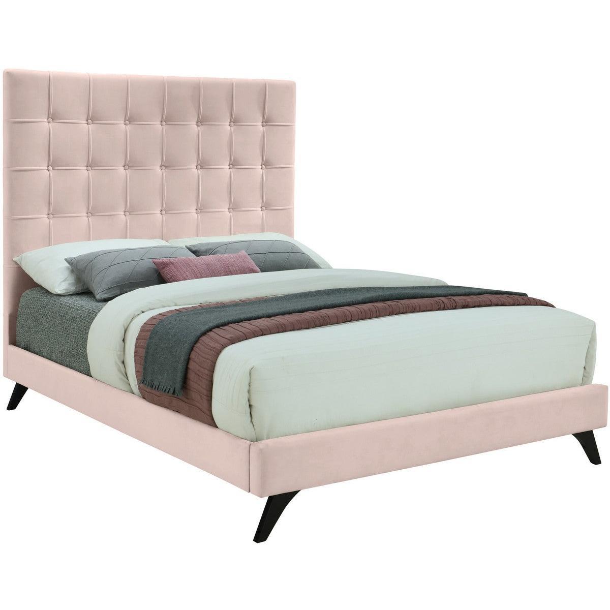 Meridian Furniture Elly Pink Velvet Full BedMeridian Furniture - Full Bed - Minimal And Modern - 1