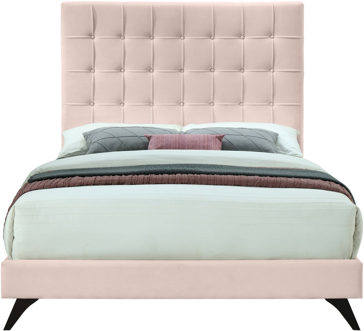 Meridian Furniture Elly Pink Velvet King Bed