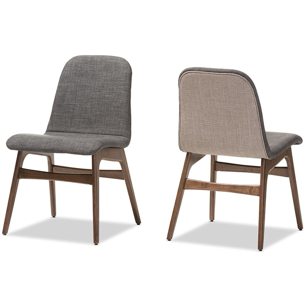 Baxton Studio Embrace Mid-century Retro Modern Scandinavian Style Dark Grey Fabric Upholstered Walnut Wood Finishing Dining Chair (Set of 2) Baxton Studio-dining chair-Minimal And Modern - 2