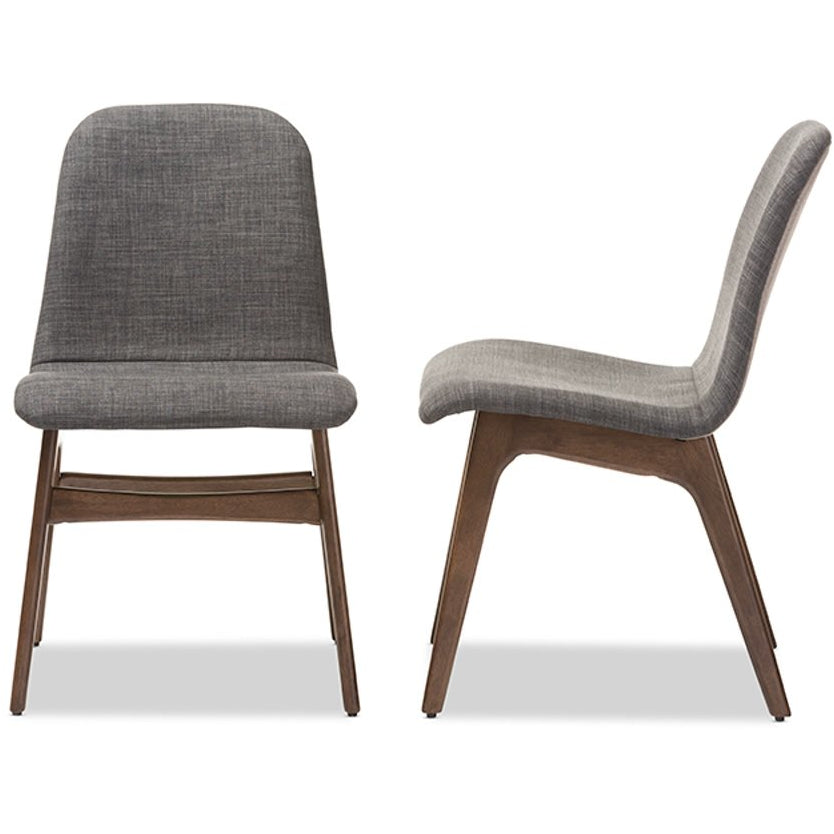 Baxton Studio Embrace Mid-century Retro Modern Scandinavian Style Dark Grey Fabric Upholstered Walnut Wood Finishing Dining Chair (Set of 2) Baxton Studio-dining chair-Minimal And Modern - 3