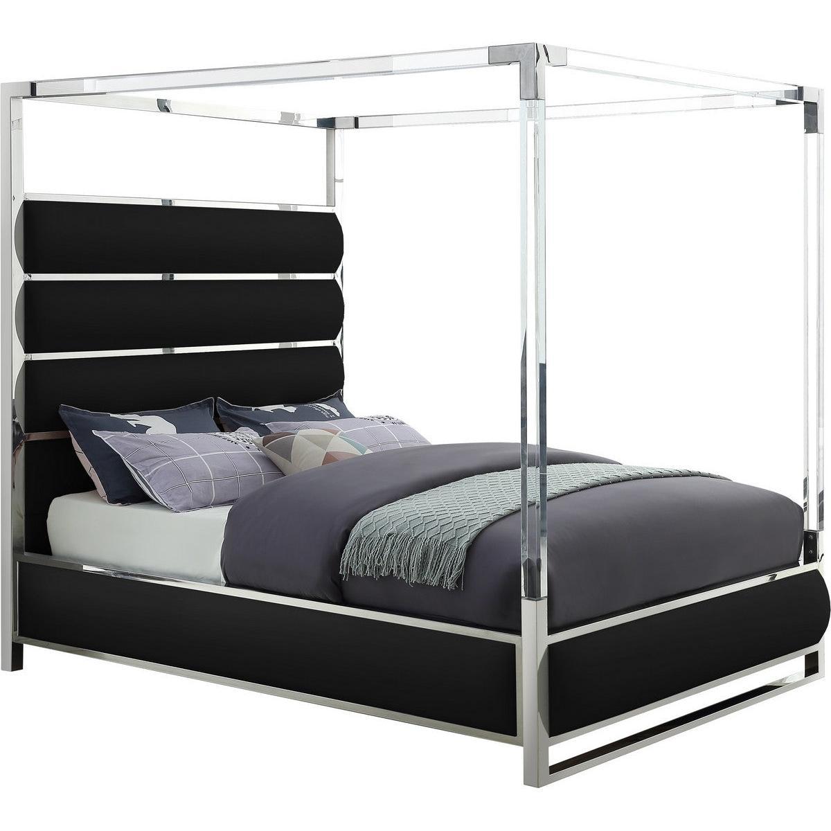 Meridian Furniture Encore Black Faux Leather King Bed (4 Boxes)Meridian Furniture - King Bed (4 Boxes) - Minimal And Modern - 1