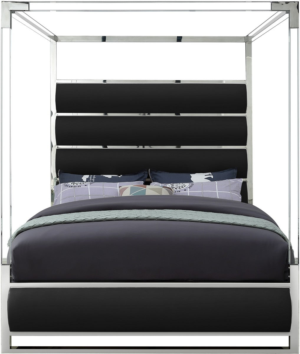 Meridian Furniture Encore Black Faux Leather King Bed (4 Boxes)
