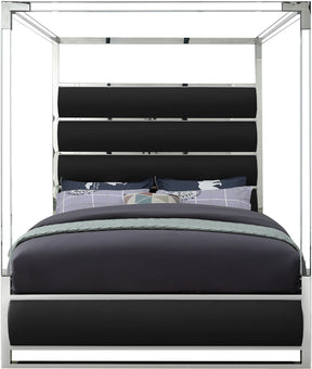 Meridian Furniture Encore Black Faux Leather Queen Bed (4 Boxes)
