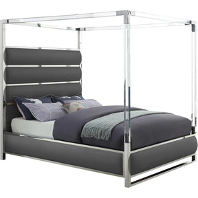 Meridian Furniture Encore Grey Faux Leather King Bed (4 Boxes)Meridian Furniture - King Bed (4 Boxes) - Minimal And Modern - 1