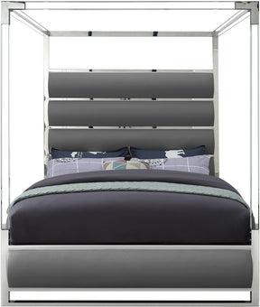 Meridian Furniture Encore Grey Faux Leather King Bed (4 Boxes)