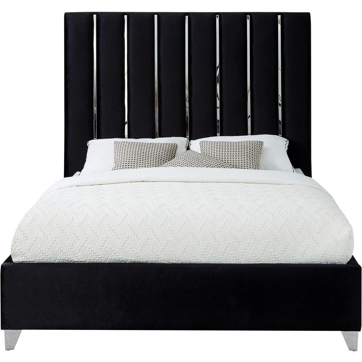 Meridian Furniture Enzo Black Velvet Full BedMeridian Furniture - Full Bed - Minimal And Modern - 1