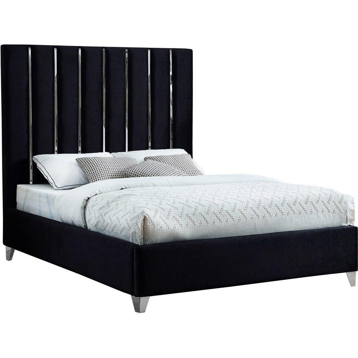 Meridian Furniture Enzo Black Velvet Full Bed-Minimal & Modern