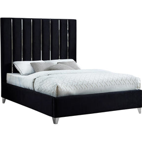 Meridian Furniture Enzo Black Velvet King Bed-Minimal & Modern
