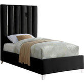Meridian Furniture Enzo Black Velvet Twin BedMeridian Furniture - Twin Bed - Minimal And Modern - 1