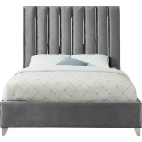 Meridian Furniture Enzo Grey Velvet Full BedMeridian Furniture - Full Bed - Minimal And Modern - 1