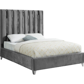 Meridian Furniture Enzo Grey Velvet King Bed-Minimal & Modern