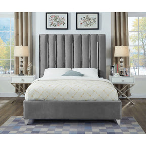 Meridian Furniture Enzo Grey Velvet King Bed-Minimal & Modern
