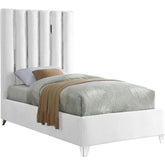 Meridian Furniture Enzo White Velvet Twin BedMeridian Furniture - Twin Bed - Minimal And Modern - 1