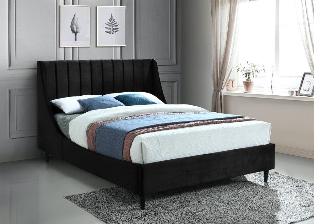 Meridian Furniture Eva Black Velvet Full Bed