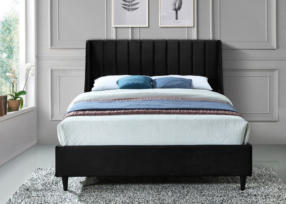 Meridian Furniture Eva Black Velvet Full Bed