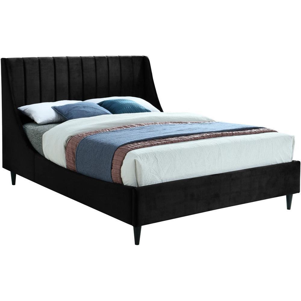 Meridian Furniture Eva Black Velvet Queen BedMeridian Furniture - Queen Bed - Minimal And Modern - 1