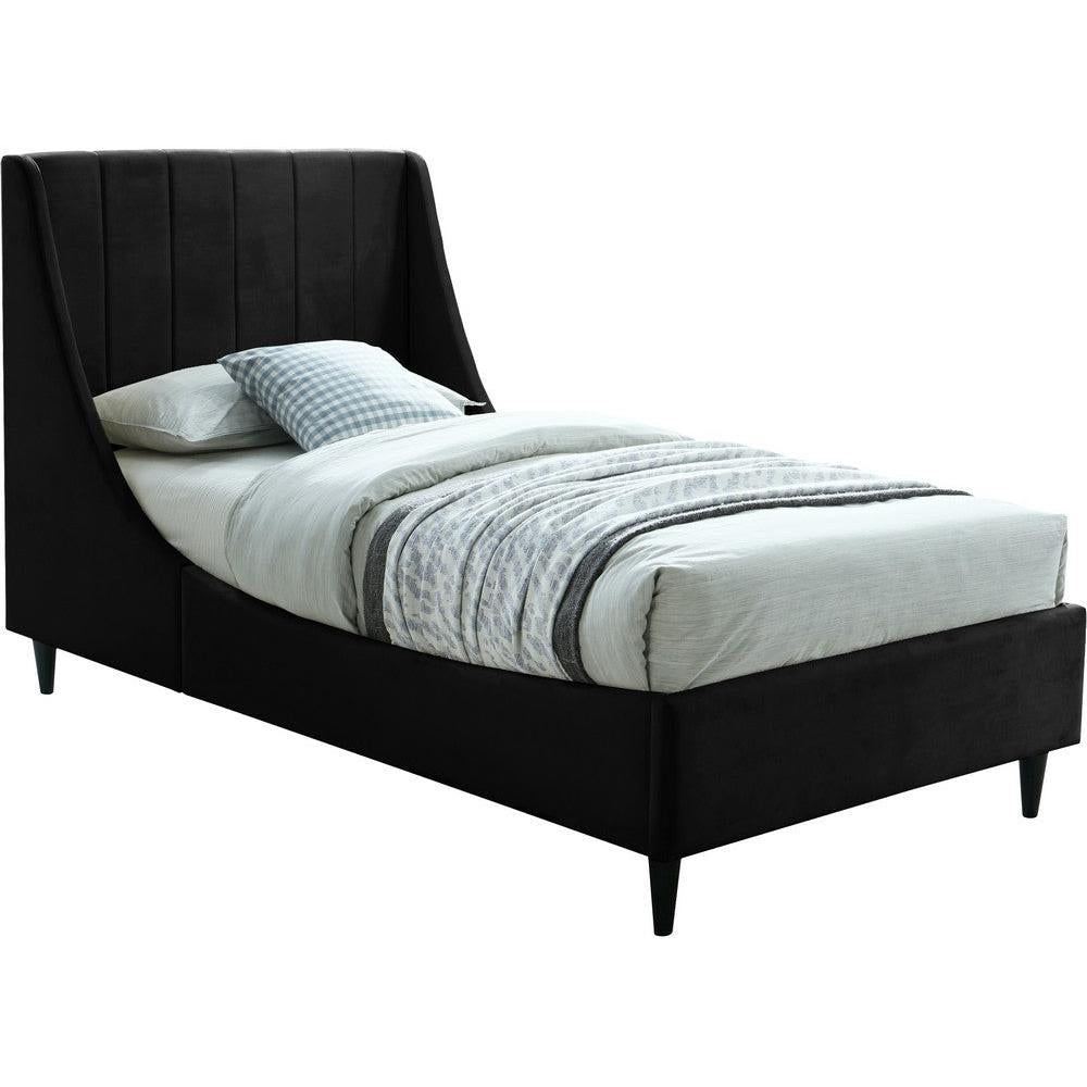 Meridian Furniture Eva Black Velvet Twin BedMeridian Furniture - Twin Bed - Minimal And Modern - 1