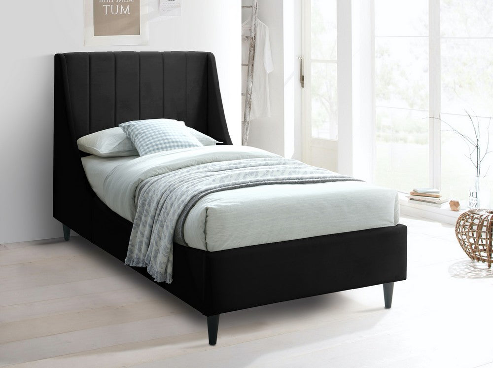 Meridian Furniture Eva Black Velvet Twin Bed