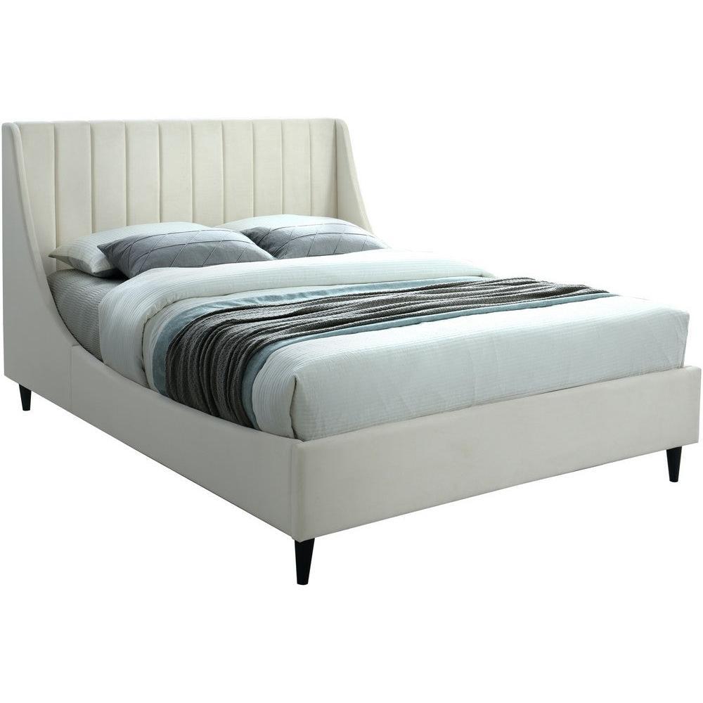 Meridian Furniture Eva Cream Velvet King BedMeridian Furniture - King Bed - Minimal And Modern - 1