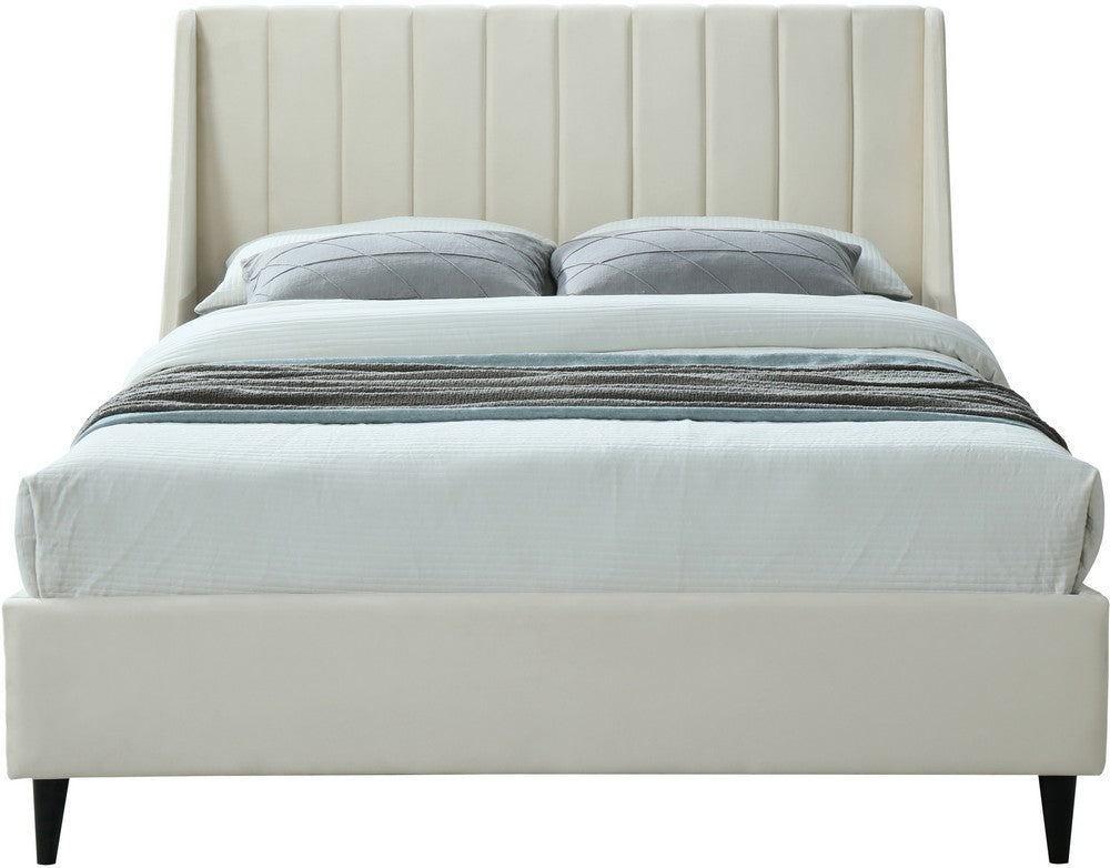 Meridian Furniture Eva Cream Velvet King Bed