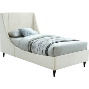 Meridian Furniture Eva Cream Velvet Twin BedMeridian Furniture - Twin Bed - Minimal And Modern - 1