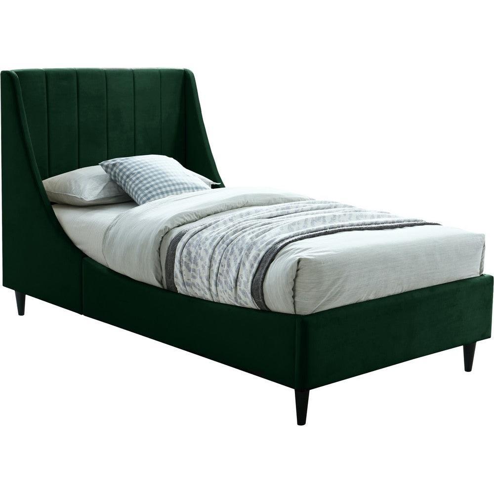 Meridian Furniture Eva Green Velvet Twin BedMeridian Furniture - Twin Bed - Minimal And Modern - 1