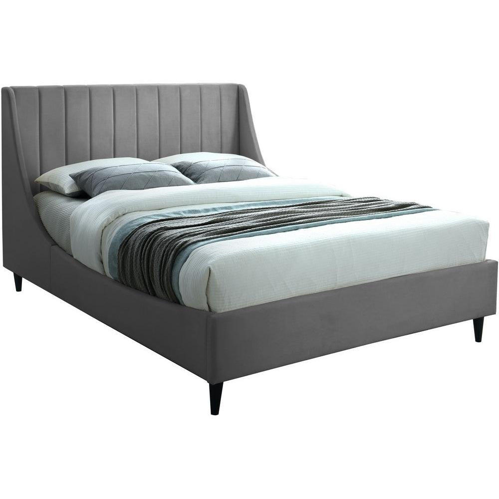 Meridian Furniture Eva Grey Velvet Full BedMeridian Furniture - Full Bed - Minimal And Modern - 1