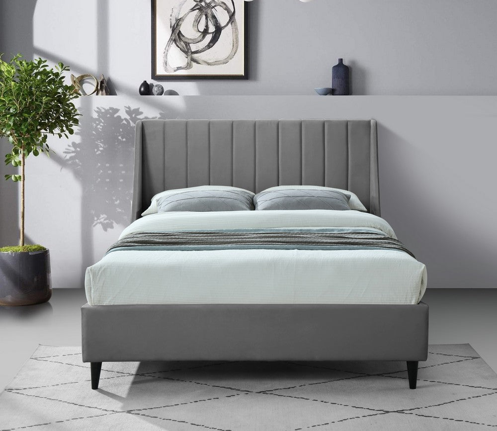 Meridian Furniture Eva Grey Velvet Full Bed