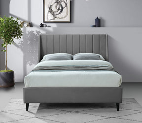 Meridian Furniture Eva Grey Velvet Full Bed