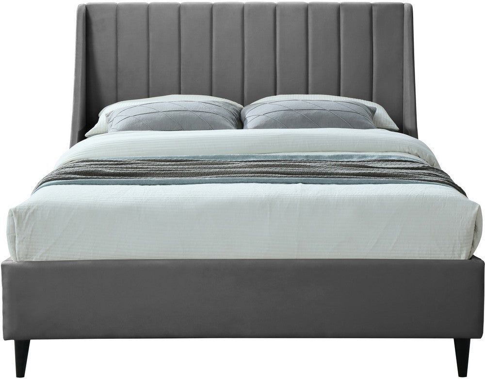 Meridian Furniture Eva Grey Velvet Queen Bed