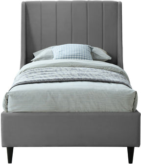 Meridian Furniture Eva Grey Velvet Twin Bed