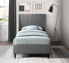 Meridian Furniture Eva Grey Velvet Twin Bed