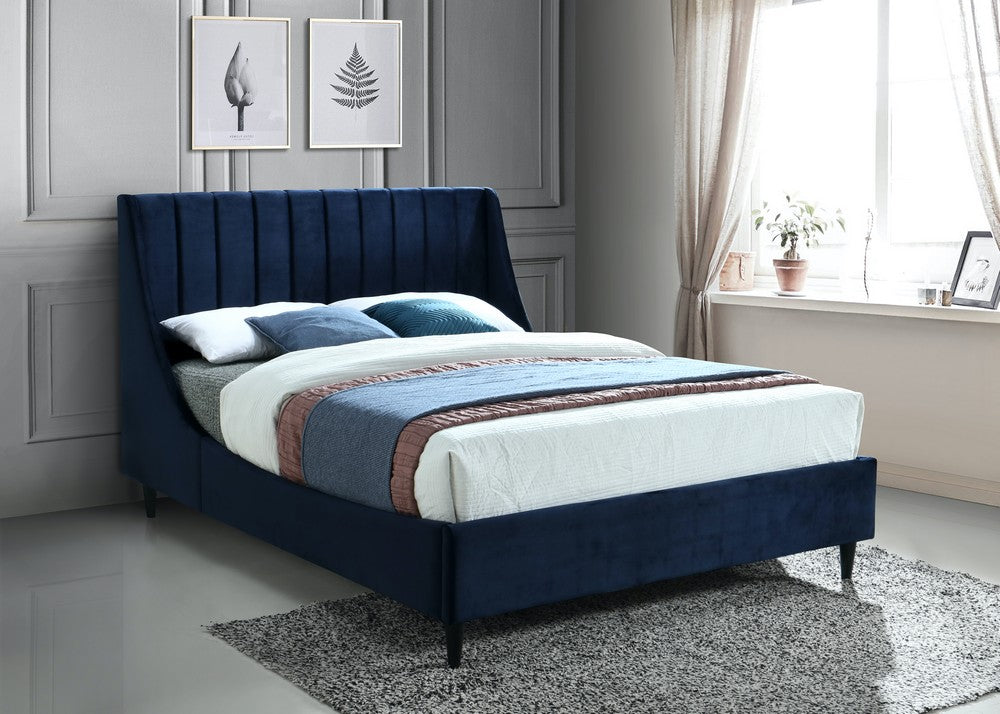 Meridian Furniture Eva Navy Velvet Full Bed