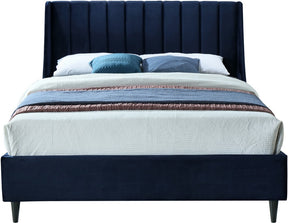 Meridian Furniture Eva Navy Velvet Full Bed