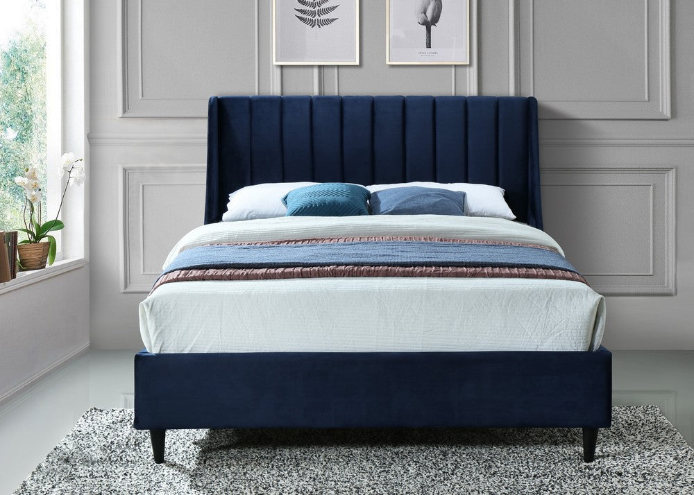 Meridian Furniture Eva Navy Velvet King Bed