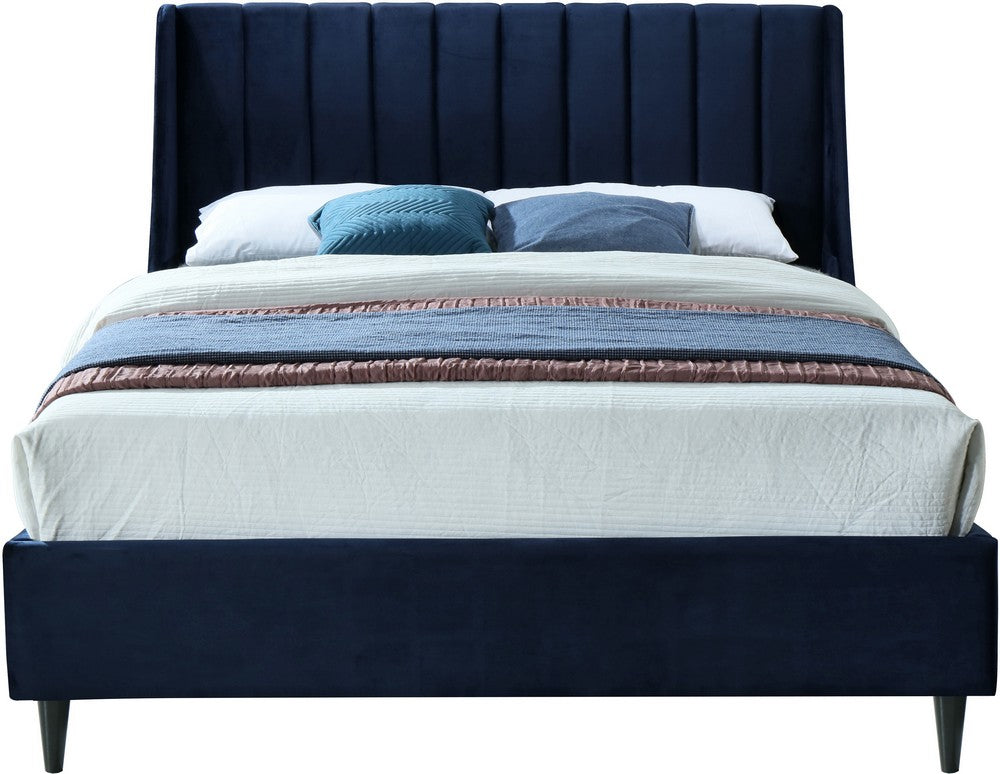 Meridian Furniture Eva Navy Velvet Queen Bed