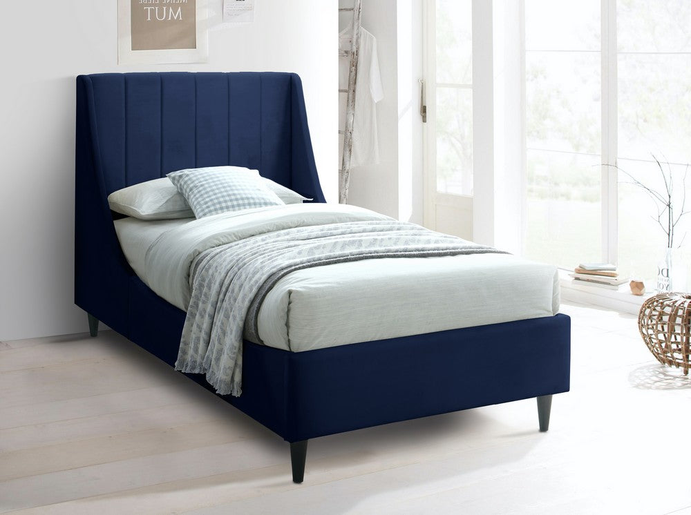 Meridian Furniture Eva Navy Velvet Twin Bed