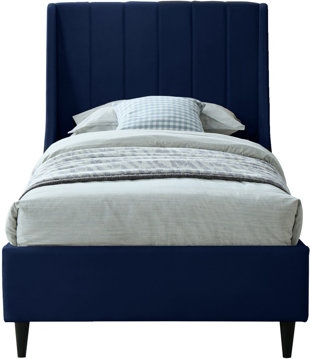 Meridian Furniture Eva Navy Velvet Twin Bed