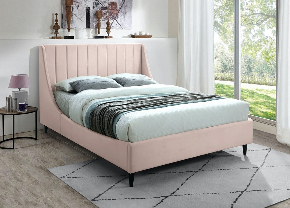 Meridian Furniture Eva Pink Velvet Full Bed