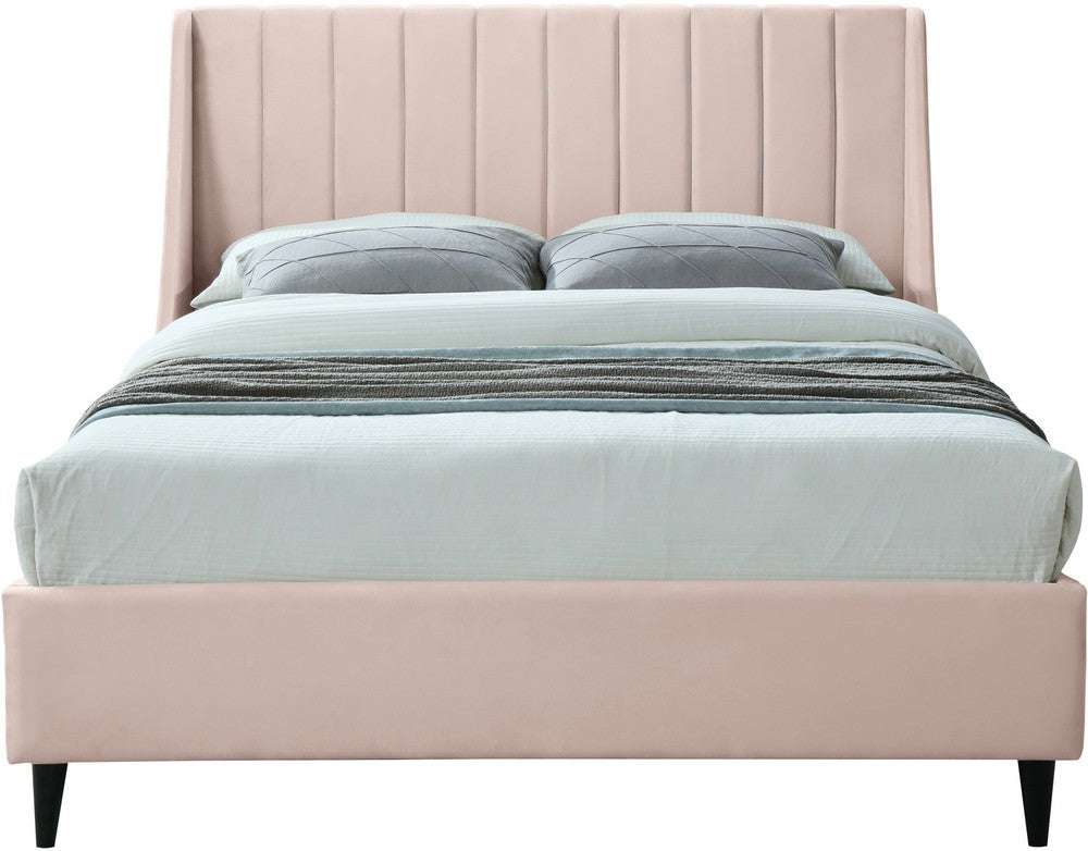 Meridian Furniture Eva Pink Velvet King Bed