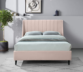 Meridian Furniture Eva Pink Velvet Queen Bed