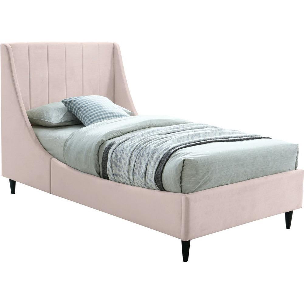 Meridian Furniture Eva Pink Velvet Twin BedMeridian Furniture - Twin Bed - Minimal And Modern - 1