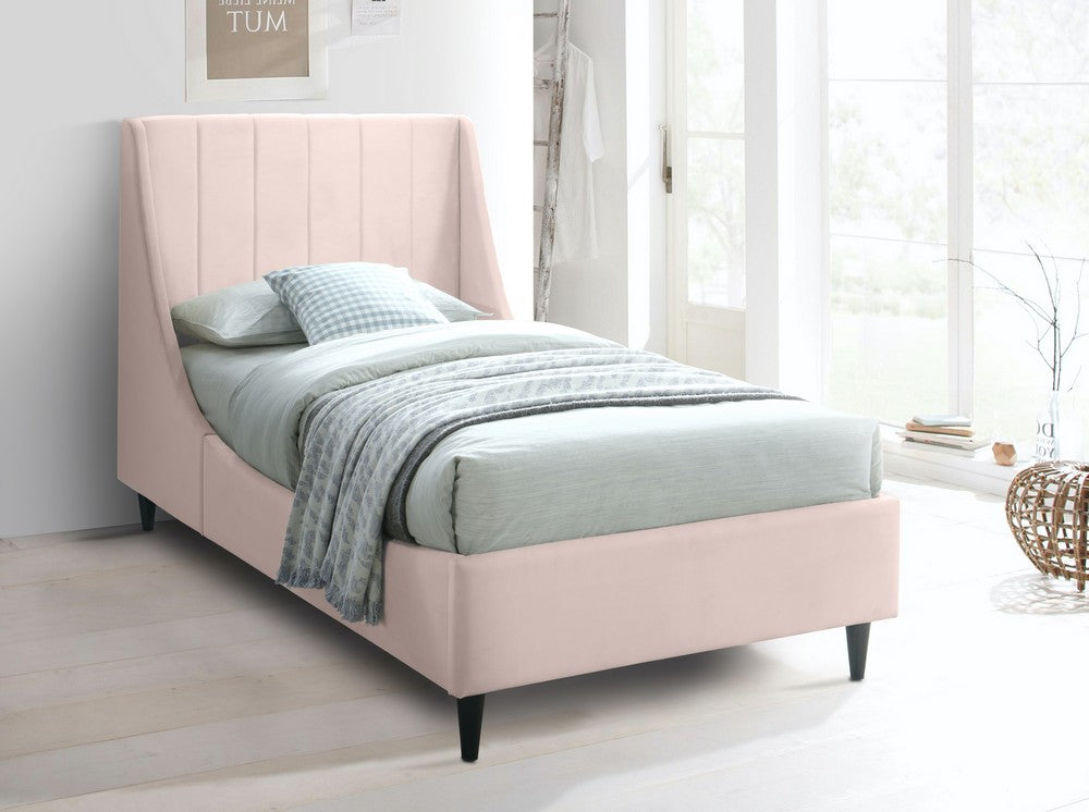 Meridian Furniture Eva Pink Velvet Twin Bed