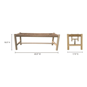 Moe's Home Collection Hawthorn Bench Large Natural - FG-1028-24