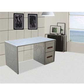 Finemod Imports Modern Riveted Desk in Silver FMI1028-Minimal & Modern