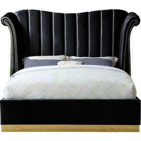 Meridian Furniture Flora Black Velvet King Bed (3 Boxes)Meridian Furniture - King Bed (3 Boxes) - Minimal And Modern - 1