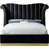 Meridian Furniture Flora Black Velvet Queen Bed (3 Boxes)Meridian Furniture - Queen Bed (3 Boxes) - Minimal And Modern - 1