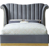 Meridian Furniture Flora Grey Velvet King BedMeridian Furniture - Bed - Minimal And Modern - 1