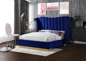 Meridian Furniture Flora Navy Velvet Queen Bed