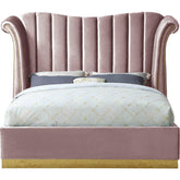Meridian Furniture Flora Pink Velvet King Bed (3 Boxes)Meridian Furniture - King Bed (3 Boxes) - Minimal And Modern - 1